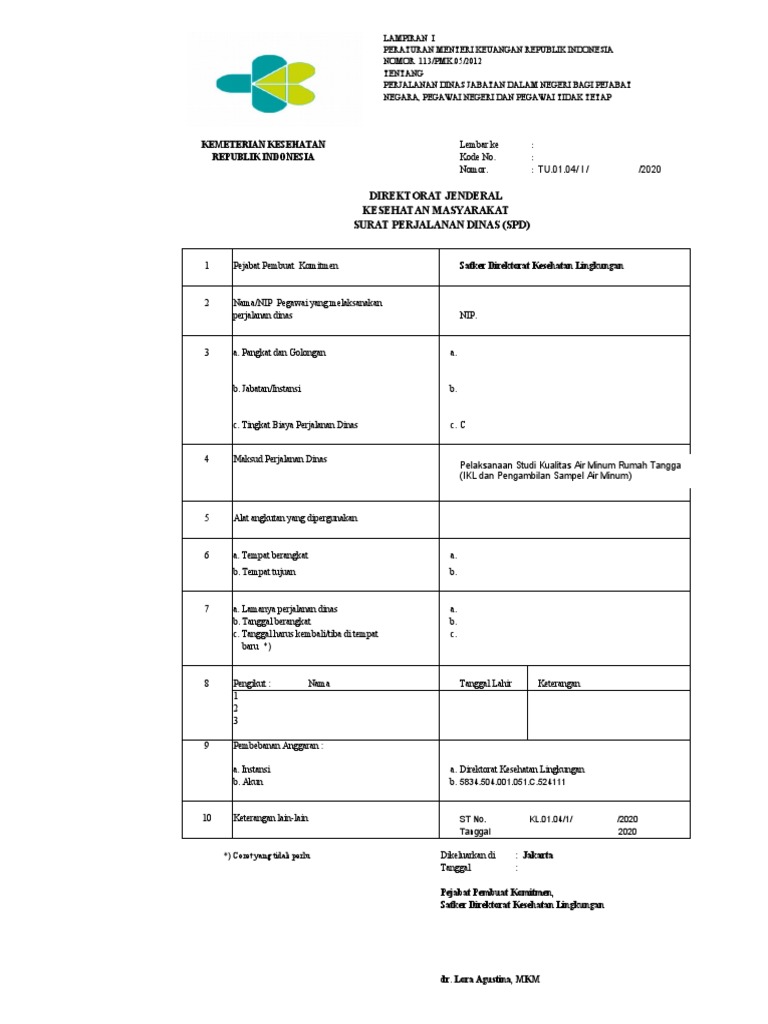 Format dan Contoh SPPD Excel | PDF
