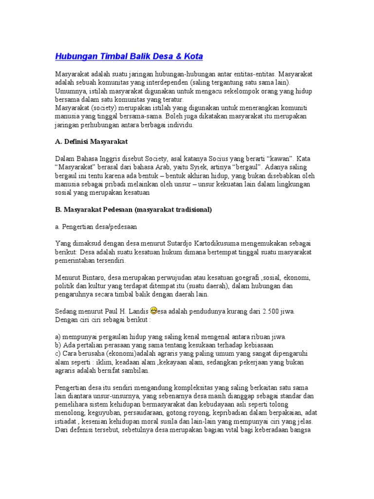 Hubungan Timbal Balik Desa PDF