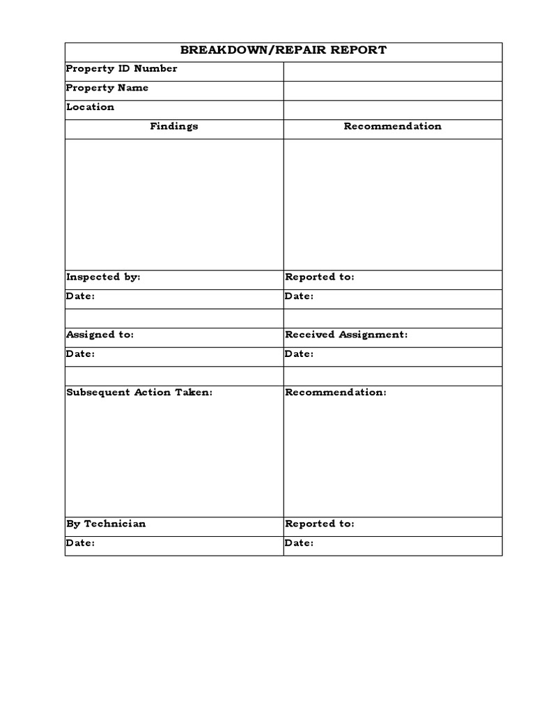Breakdown Repair Report 500099252 | PDF | Technology & Engineering