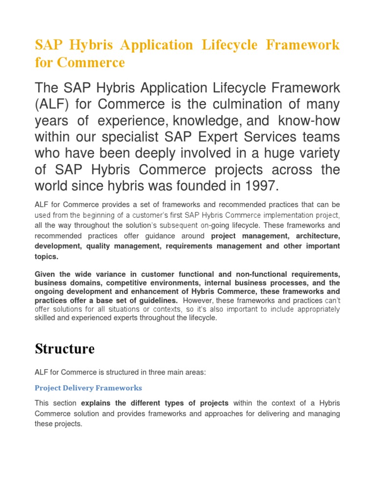 SAP Hybris Application Lifecycle Framework | PDF | Agile Software ...