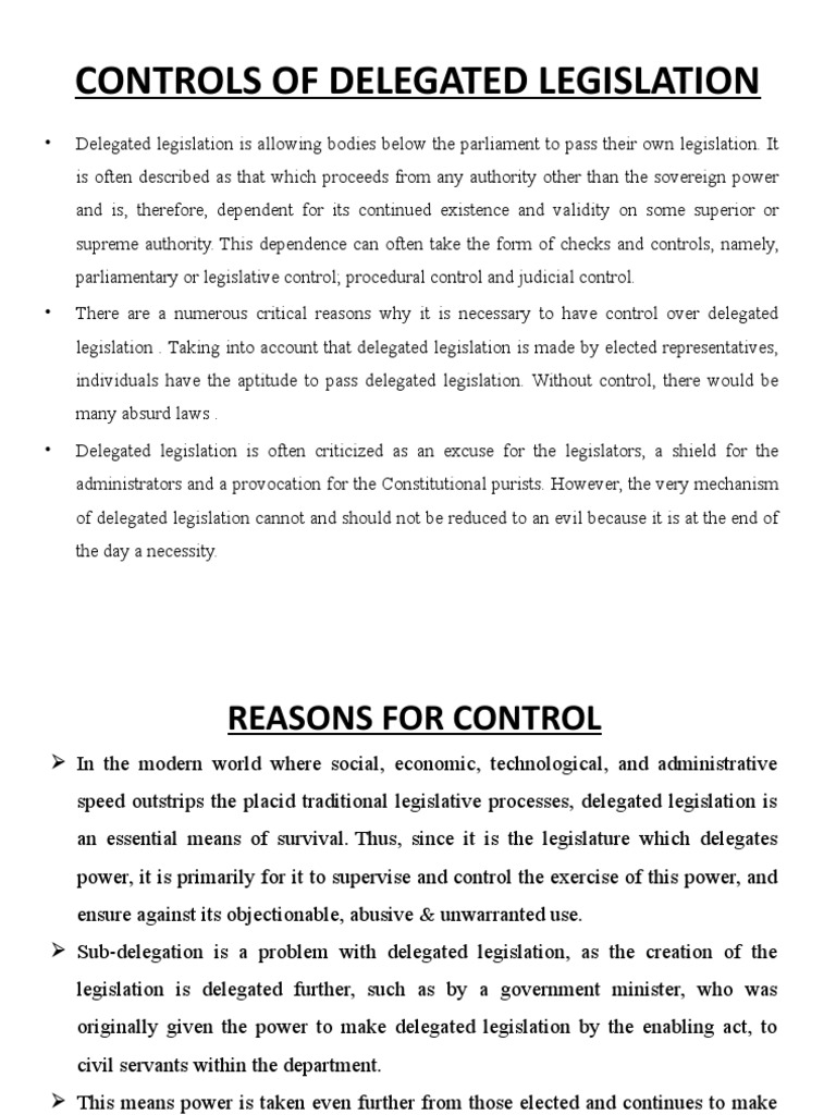 Controls of Delegated Legislation | Download Free PDF | Legislature ...