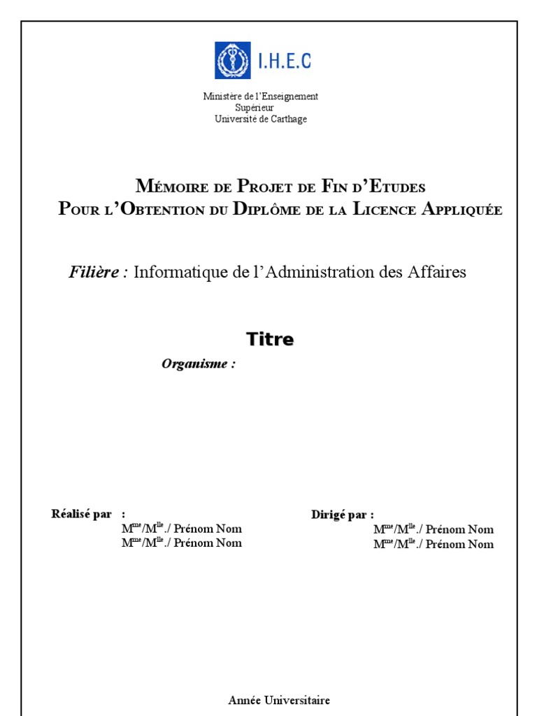 Template Rapport PFE IHEC | PDF | Développement de logiciel | Génie ...