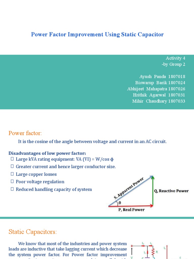 Power Factor Improvement Using Static Capacitor | PDF | Capacitor ...
