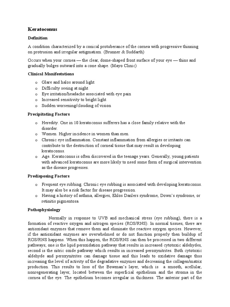 Keratoconus Pdf Cornea Medical Specialties