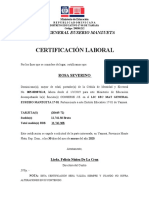 Certificación de Trabajo Liceo General Eusebio Manzueta Rosa Severino