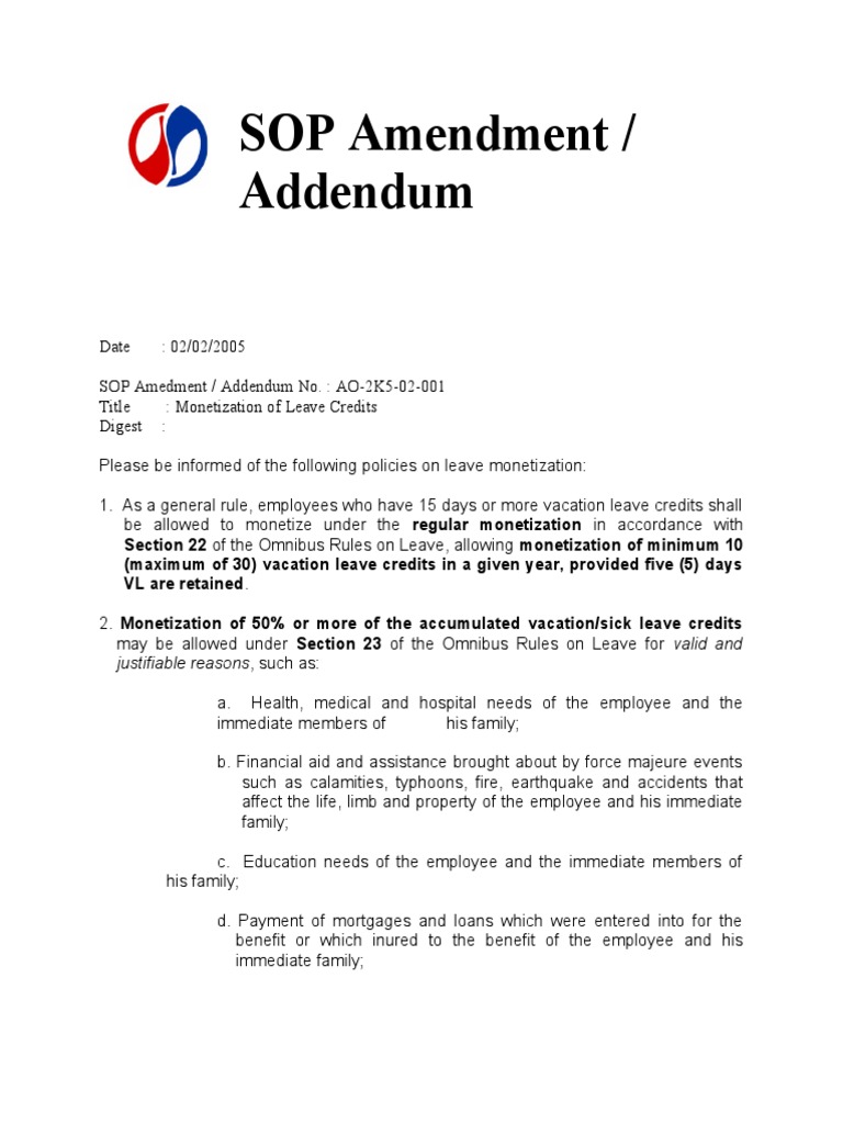 of Leave Credits PDF