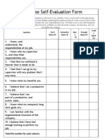 Employee Self Evaluation Form: Don't Agree (0) Somewhat Agree (1) Agre e (2) Strongly Agree (3) Totall y Agree