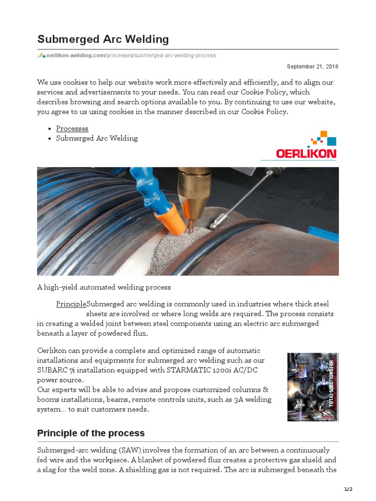 Submerged Arc Welding Process Overview | PDF