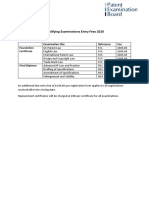 Qualifying Examinations Entry Fees 2020