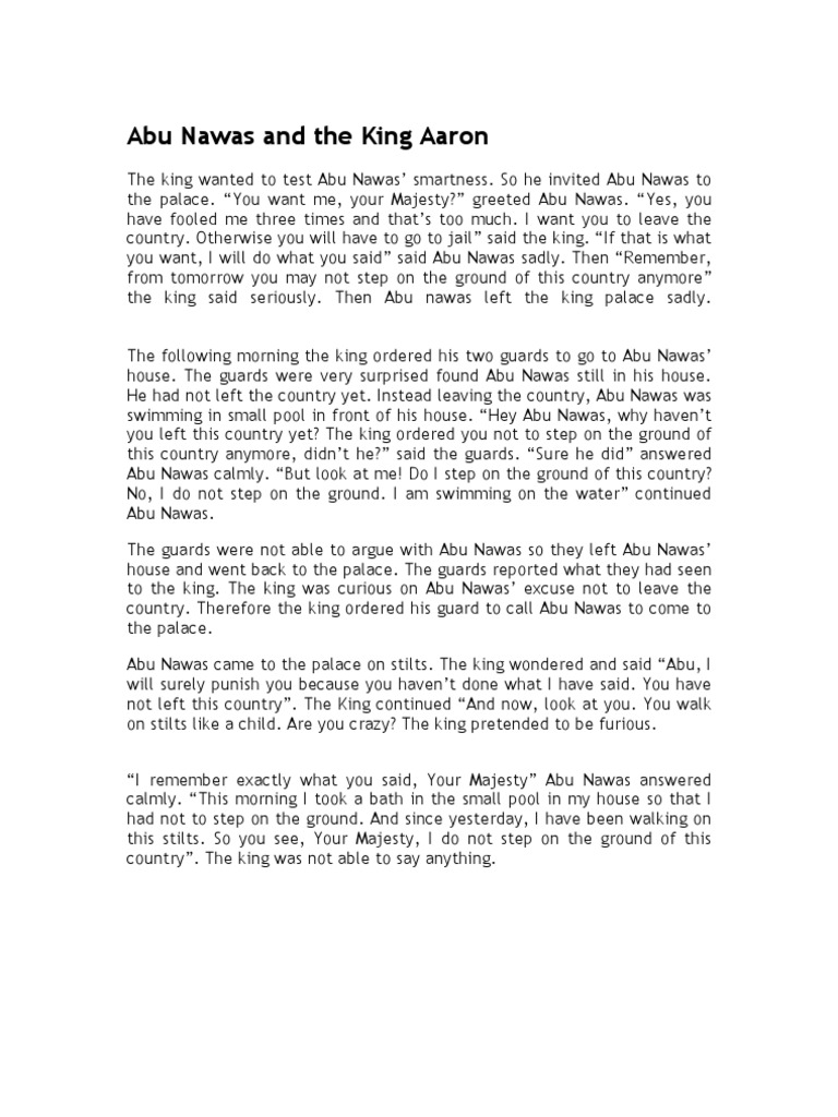 Abu Nawas And The King Aaron