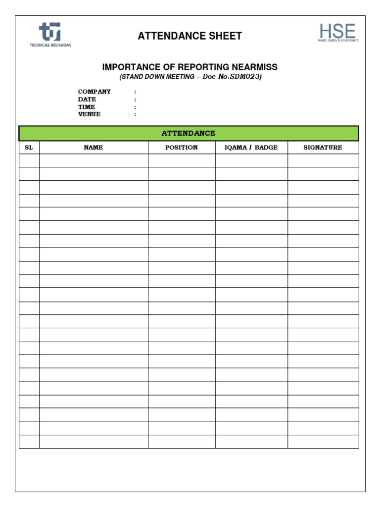 SDM 023 Attendance Sheet | PDF