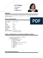 Princes Mae Perez Resume - IT Graduate Seeks Job