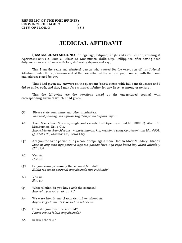 judicial-affidavit-republic-of-the-philippines-province-of-iloilo
