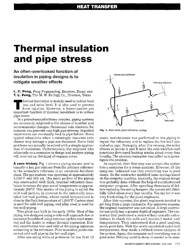Thermal Insulation and Pipe Stress | PDF