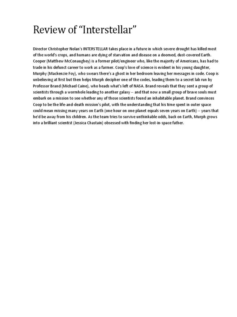 Review of Interstellar | PDF