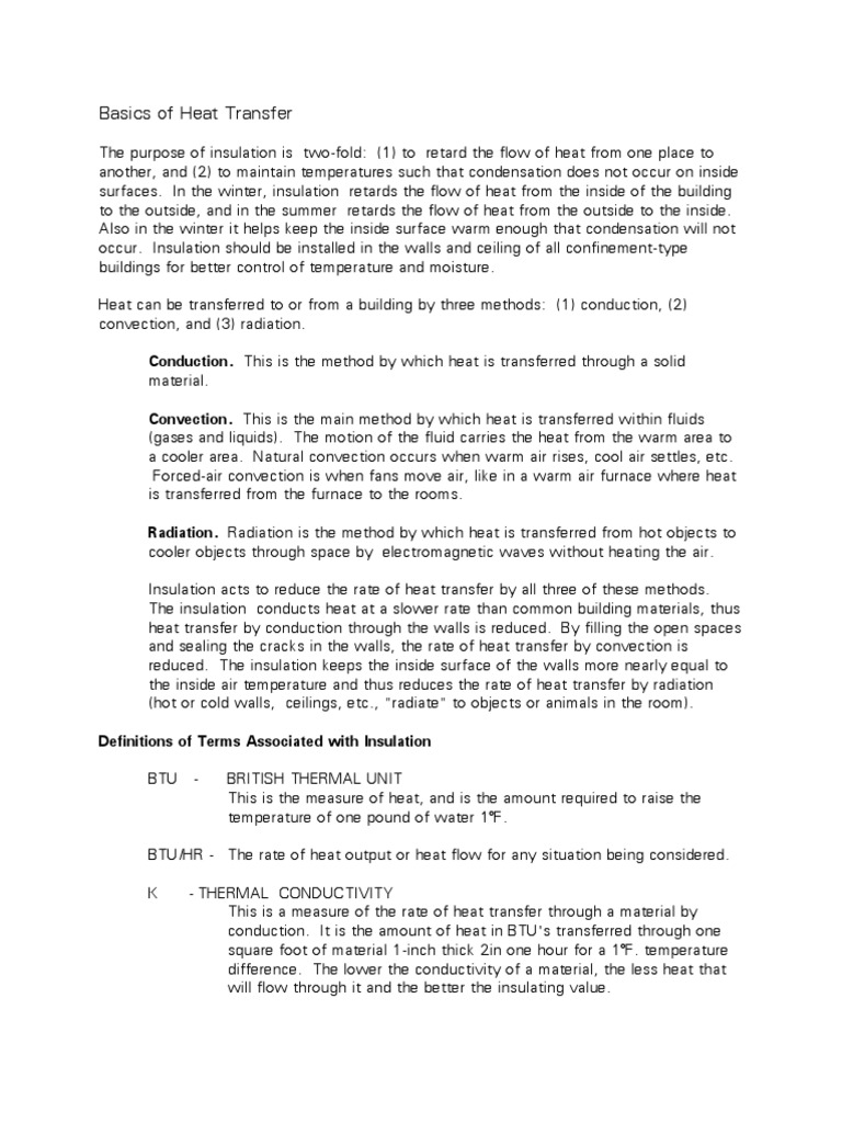 Insulation and Heat Transfer | PDF | Heat Transfer | Thermal Insulation