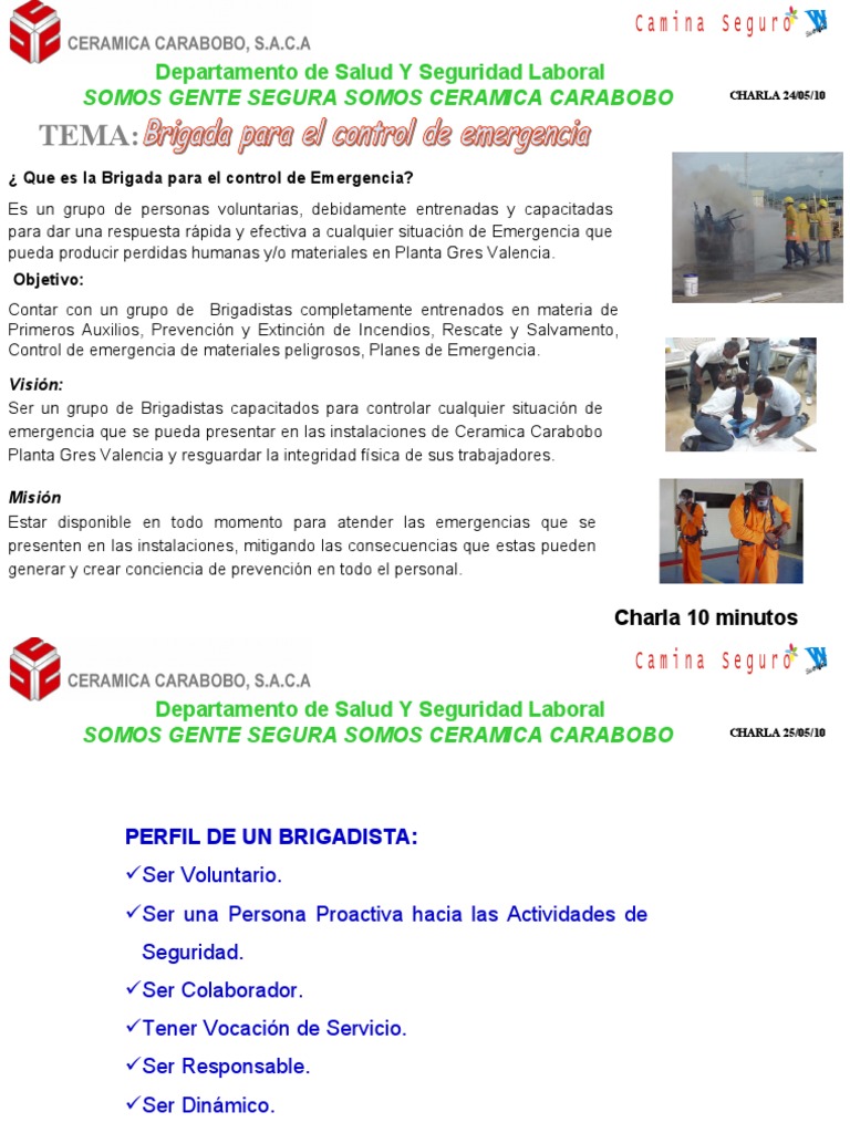 Brigada de Emergencia en Cerámica Carabobo | PDF | Seguridad y salud ...