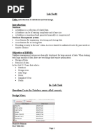 Lab No:01 Title:: Introduction To Database and Tool Usage