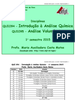 Aula 1 Introdução Quim. Analitica QUI 094 2015.1 Dora