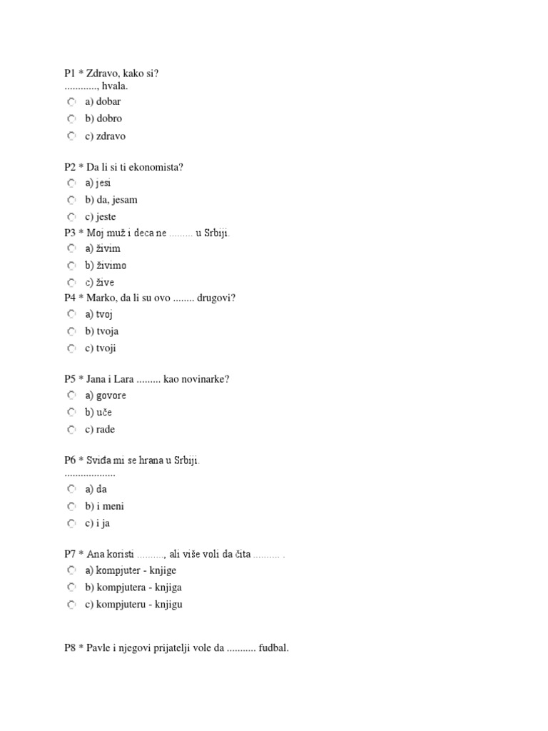 Test Iz Srpskog Jezika | PDF