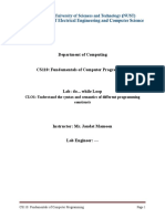 Department of Computing: CLO1: Understand The Syntax and Semantics of Different Programming Constructs