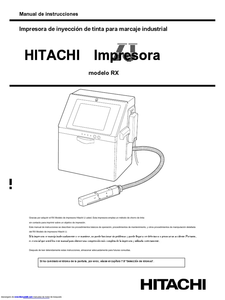 MANUAL Coodificadora Inkjet Printer Rx-S HITACHI | PDF | Impresora ...