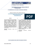 Questions Concerning The Legal Regulation of Telemedicine: A Telemedicina Jogi Szab ÁLyozáSáNak Kérdései