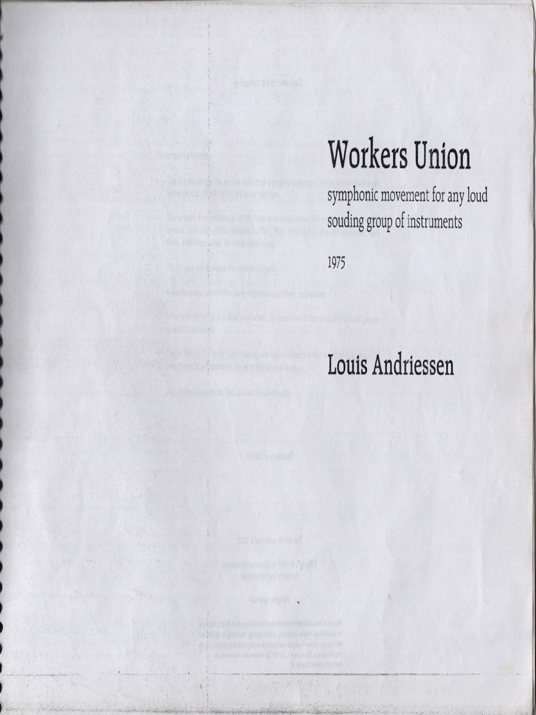 Workers Union Louis Andriessen Completa PDF