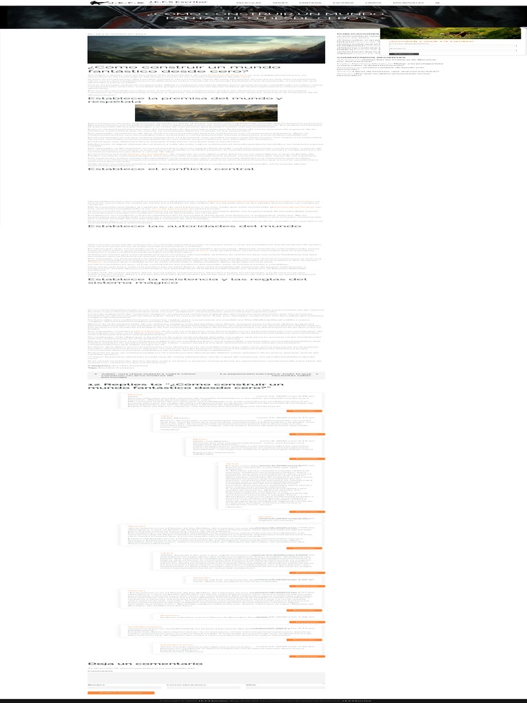 Cómo Construir Un Mundo Fantástico Desde Cero J E F S Escritor Pdf