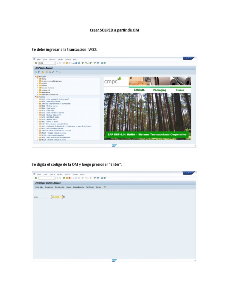 Crear SOLPED A Partir de OM | PDF