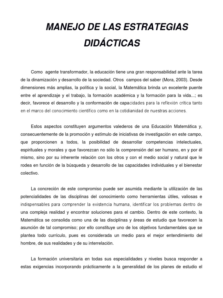 Articulo Manejo de Estrategias Didacticas | PDF | Aprendizaje | Plan de ...