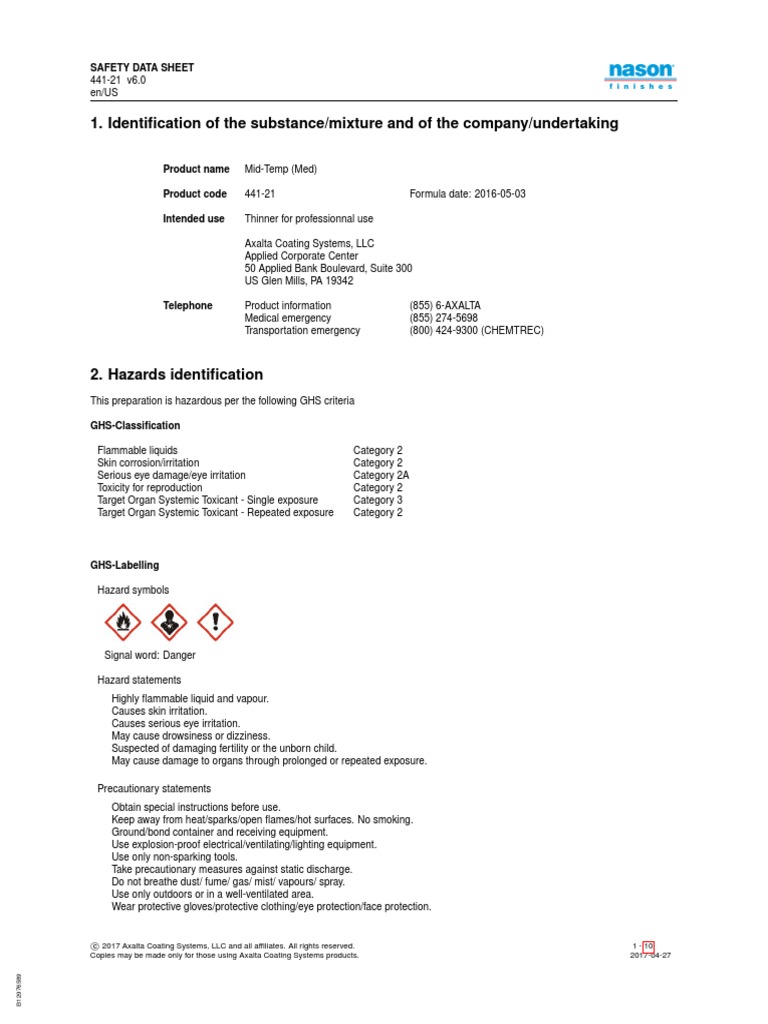 SDS MSDS 000044 Nason FulBase Reducer 44121 2012 0516 CarQuest PDF