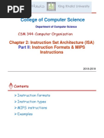 College of Computer Science: Chapter 2: Instruction Set Architecture (ISA) : Instruction Formats & MIPS Instructions