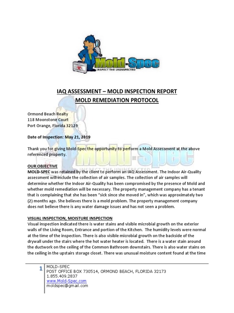Ormond Beach Mold Inspection Report | PDF | Mold | Duct (Flow)