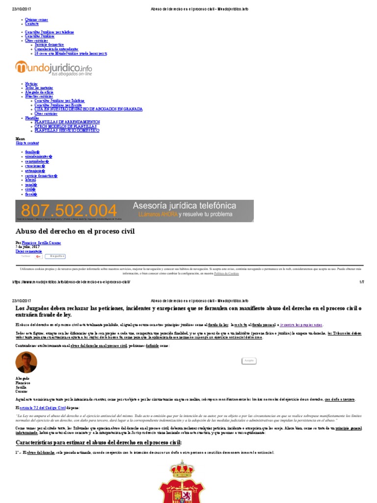 Abuso del Derecho en Proceso Civil | PDF | Cookie HTTP | Caso de ley