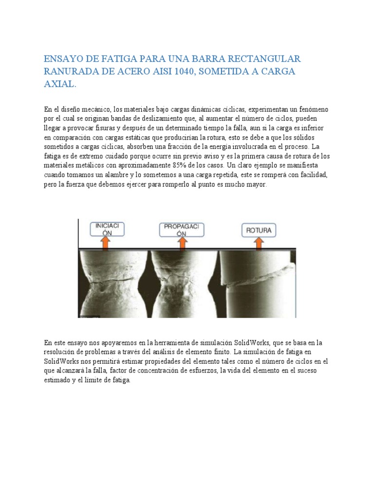 Ensayo de Fatiga en Acero AISI 1040 | PDF | Fatiga (material) | Física ...
