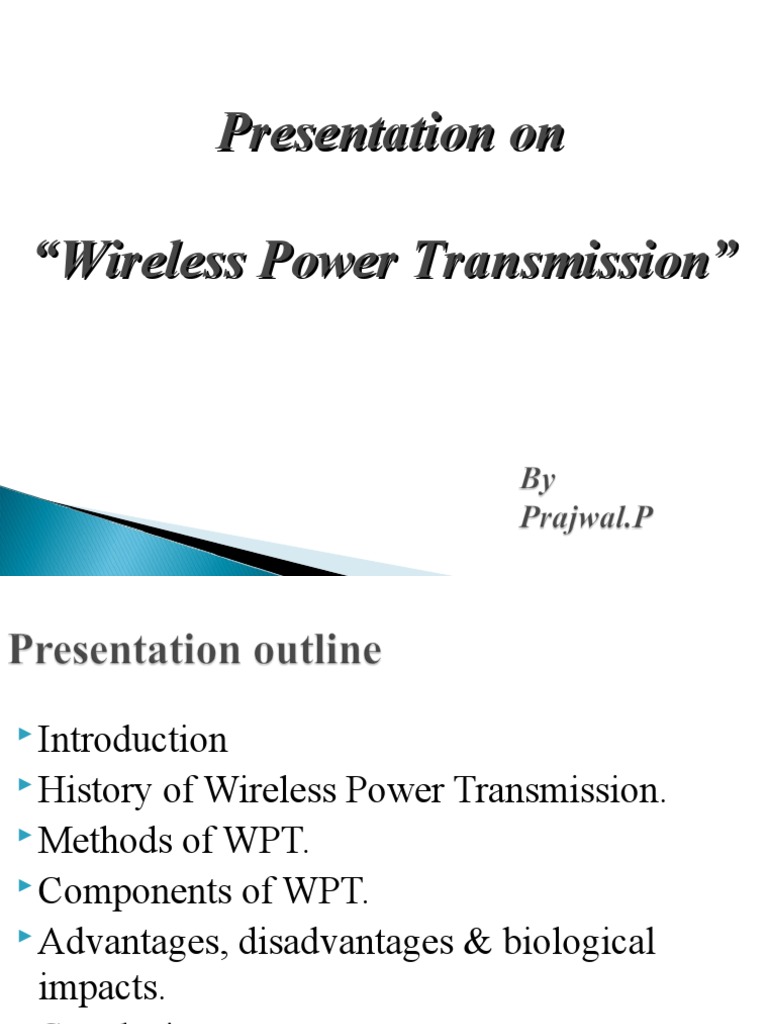 Presentation On Wireless Power Transmission Pdf Microwave