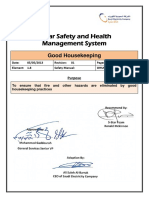 SEC Standards - 1.8 - 5-Star Safety and Health Management System - Good Housekeeping