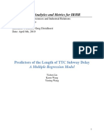 IRE2004: Data Analytics and Metrics For IR/HR: Predictors of The Length of TTC Subway Delay