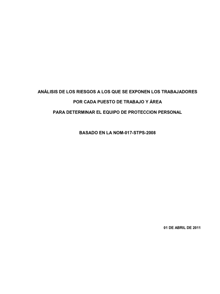 Analisis de Riesgo para Seleccion y Uso de EPP | PDF | Business ...