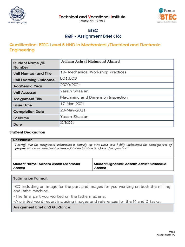 DRG Prestige Assignments Overview | PDF | Gear | Machining