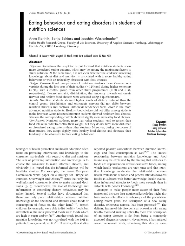 Eating Behaviors in Nutrition Students | PDF | Eating Disorder | Binge ...
