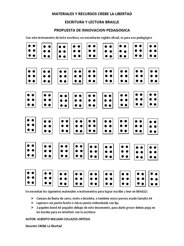 Recursos para Escritura y Lectura en Braille | PDF