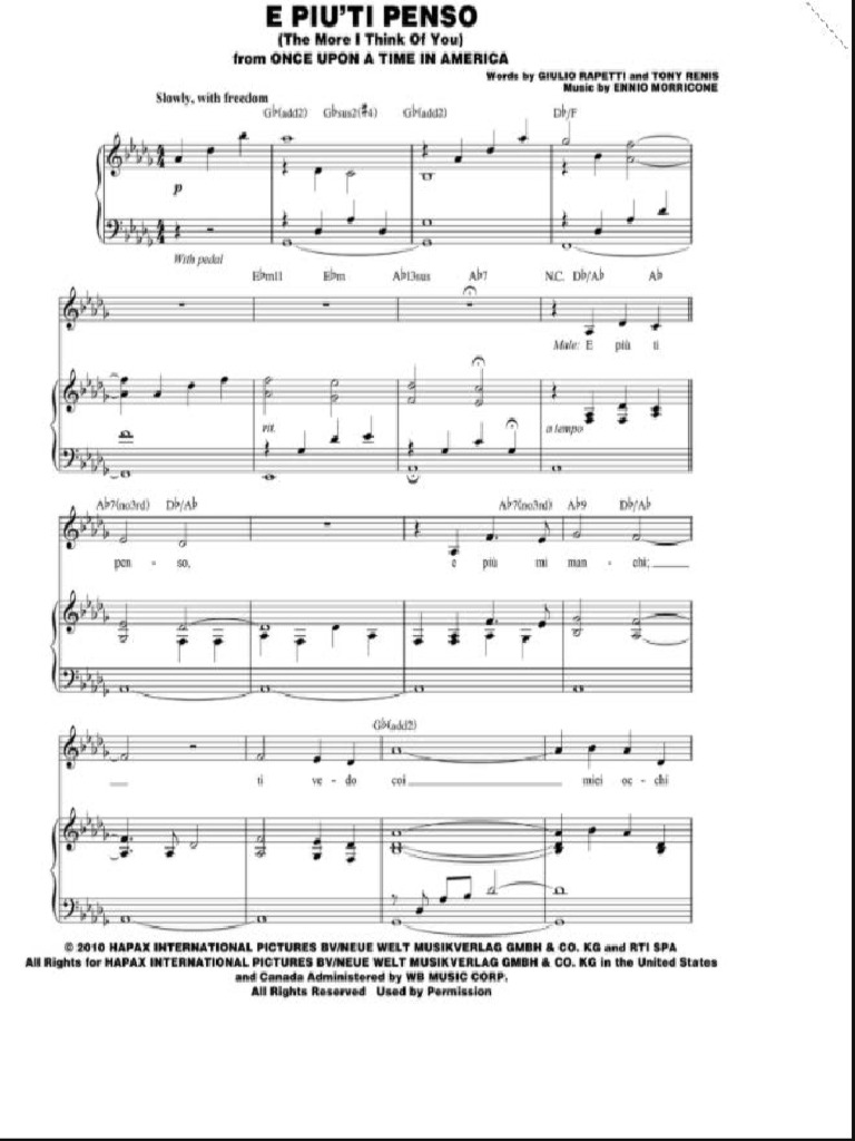 E Piu Ti Penso Bocelli PDF