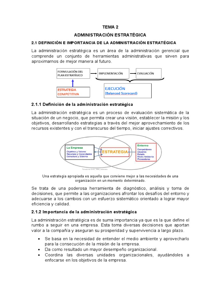 Tema 2 Administración Estratégica Parte 1 | PDF | Economias | Business