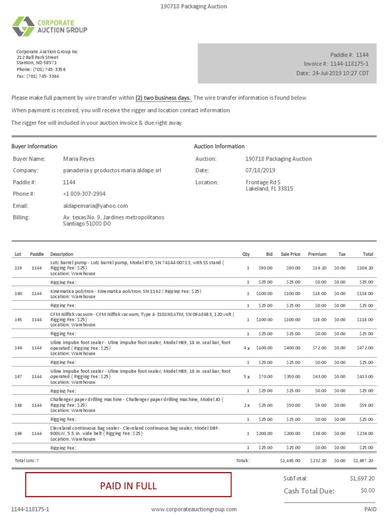 Auction Invoice for Maria Aldape | PDF | Auction | Services (Economics)