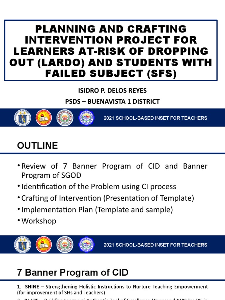 Planning and Crafting Intervention Project For Learners At-Risk of ...