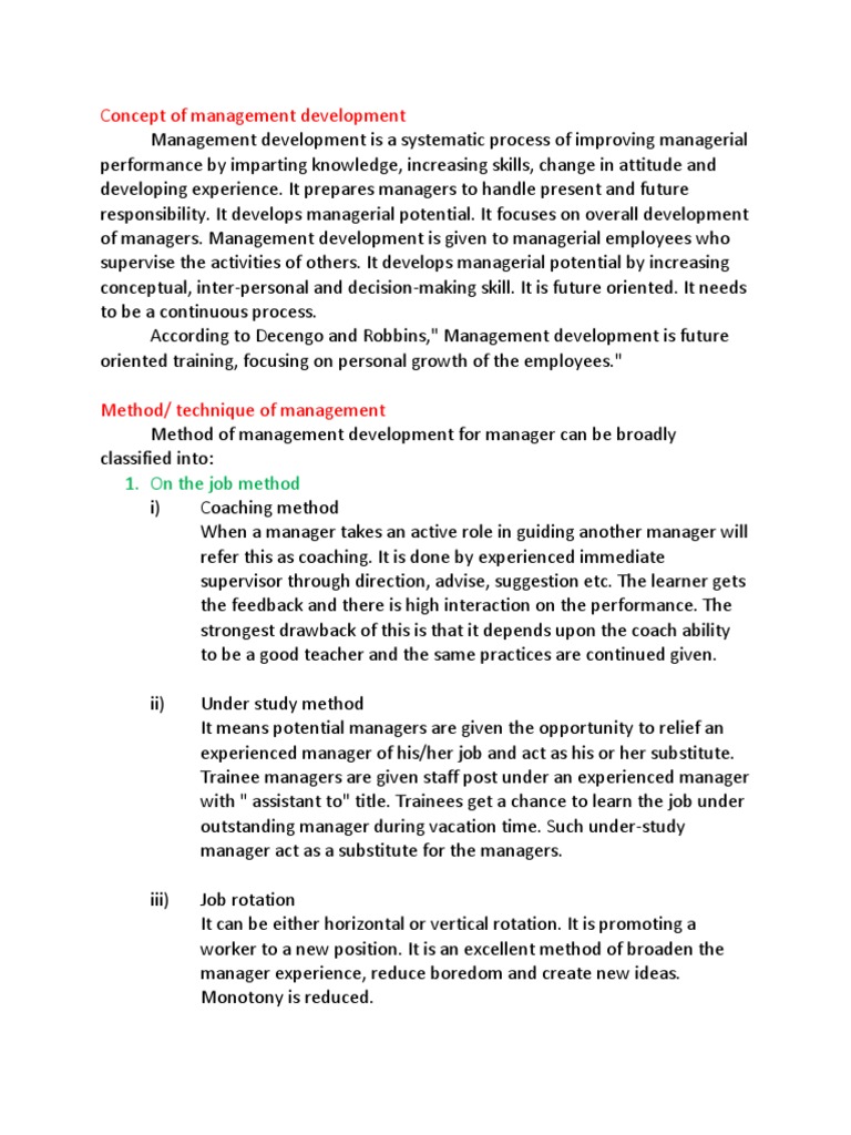 Concept of Management Development | PDF | Simulation | Education Theory