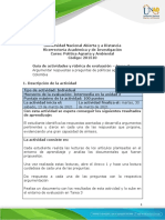 Guía de Actividades y Rúbrica de Evaluación - Unidad 1-Tarea 3 - Argumentar Respuestas A Preguntas de Políticas Agrarias en Colombia