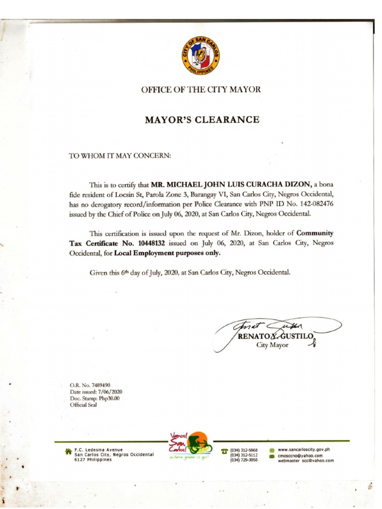 Mayors Clearance PDF